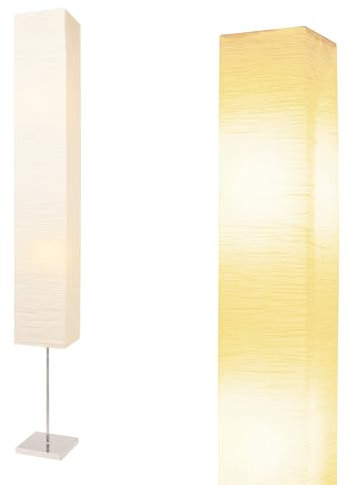 HonoDing Lampadaires en papier de 59'', Lampadaire avec abat-jour en papier blanc et base chromée,interrupteur à pied marche/arrêt- Lampadaires en papiers pour le salon et la chambre à coucher(1-PK)