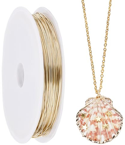SUNNYCLUE 25M Real 14K Gold Plated Copper Jewellery Wire 0.6mm 22 Gauge Copper Wires Crafting Wire Copper Beading Wire Beading Craft Wire Copper Wire for Jewellery Making Wrapping Sculpting Wrapping