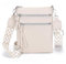 Vezluax kleine Umhängetasche Damen slim Handytasche zum Umhängen Leder Crossbody Bag mit Reißverschluss Schultertasche für Frauen Reise Geschenk Beige Weiß
