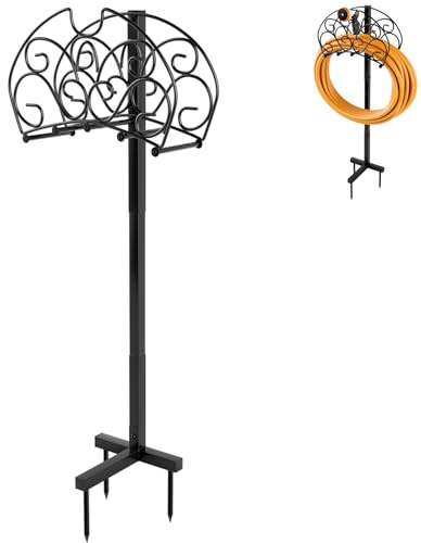 GiantexUK Garden Hose Holder Freestanding, Heavy Duty Metal Water Hose Stand with Arc Hanger, Detachable Hosepipe Storage Rack Organizer for Outdoor Lawn Yard