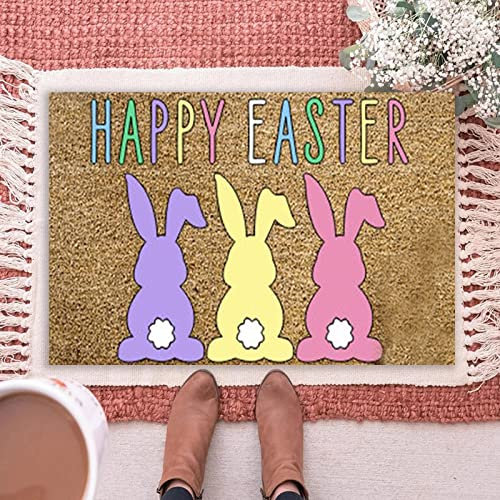 Osterhase Dekorative Fußmatte Türmatte rutschfeste Ostern Willkommensmatte Osterteppich Fußmatten Dekorative Hause Türmatte Fußabtreter Bodenmatte Für Innen Außen Dekor 40x60 cm (G, One Size)