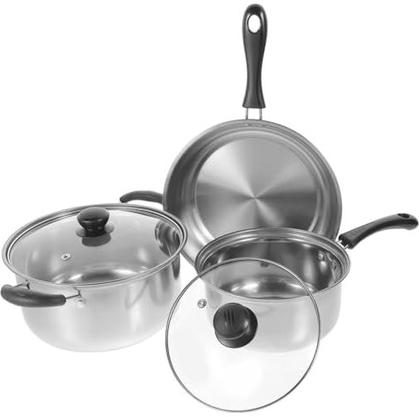Mikinona 1juego Cacerolas De Acero Inoxidable De Olla Para Sopa Cazo Pequeño y Sartén Utensilios De Cocina Para Tipo De Preparaciones