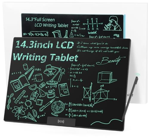 Czemo Tableta de Escritura LCD 14,3 Pulgadas, Reutilizables Pizarra Electrónica Tableta Escritura LCD Adulto Pizarra mágica para Dibujar, Oficina, Aula, Notas, Color único