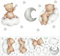 Wandsticker Teddybär, Wandtattoo Stern Mond Bär Auf Der Wolke Lichtfarbe Babyzimmer Wandaufkleber Selbstklebend Kinderzimmer Tiere für Mädchen Junge Schlafzimmer Wanddeko Schrank Deko, 90 x 30 cm