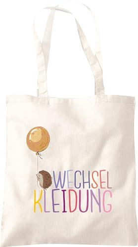 Kleckerliese Stoffbeutel Schule Kindergarten Tiermotiv Tiere Igel Kita Wechselkleidung Kinder Tasche Beutel, natur