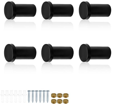 Ganci Accappatoio Bagno, 6 Pezzi Ganci Appendiabiti da Parete in Acciaio Inox, Ganci da Parete Rotondi Neri, Ganci Asciugamani Bagno per Cucina, Bagno 0XBIT
