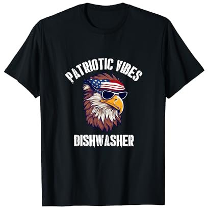 Lave-vaisselle aigle 4 juillet drapeau américain USA T-Shirt