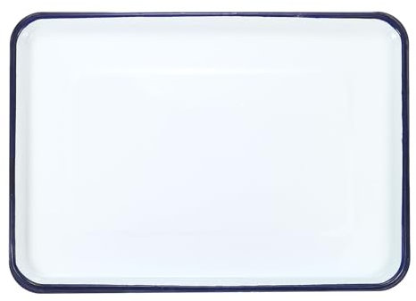 sourcing map Butcher Tray Palette 15 x 11 Metal Triple Enamel Coated Rectangular Tray Holder Artist Painter Painting Tool for Art Paint Acrylic Watercolor Mixing