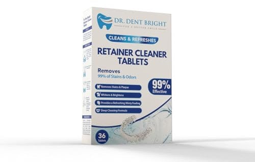 Retainer Reinigungstabletten – für saubere und frische Retainer, Zahnschienen, Gebiss, Zahnersatz – Effektiver Reiniger in Tab-Form für Zahnspangen, Aufbissschienen und Mundschutz (36 Tabletten)