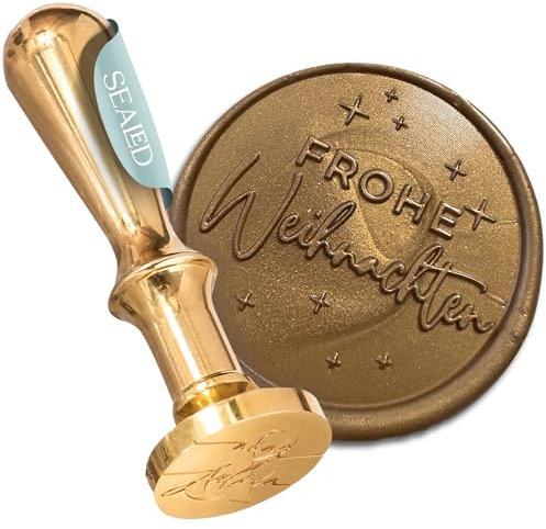 SEALED® Wachssiegel Stempel Weihnachten - Hochwertiger Siegelstempel für Weihnachtskarten & Geschenke - Perfektes Weihnachtssiegel für DIY-Bastelprojekte (Frohe Weihnachten)