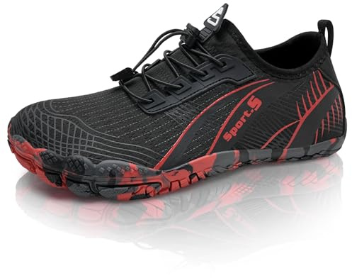 Barefoot Shoes Mens Women Water Shoes Trail Running Beach Water Trainers for Gym Swim Snorkeling Surfing(A Black, 6.5UK)