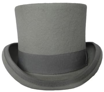 GSCLZ Klassische Wollfilzhüte Reitmütze Zauberhut Herren Zylinder Herren Damen Vintage Hut Schwarz Rot FüR Zauberer, Fasching(Grey,L 57-60cm)