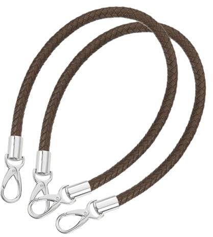 QUARKZMAN Taschenhenkel Lederriemen für Taschen, 2 Stück 60cm PU Taschengurt mit Metallschnallen Taschengriffe für Geldbörse Häkeltaschen Handtaschen (Dunkelbrauner Gurt + Silberne Schnalle)