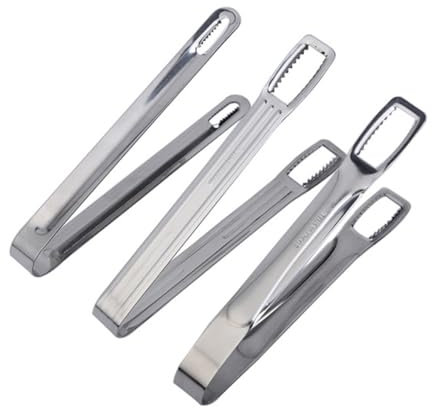 PAMINGONO 3st Mappe Behälter Kugeln Gebäckzange Freundlich Servierzangenbuffet Eisgekühlter Partyteller Einheit Mini-lockenstab Nudelsieb Zange Küche Deckel Eimer Silver Rostfreier Stahl