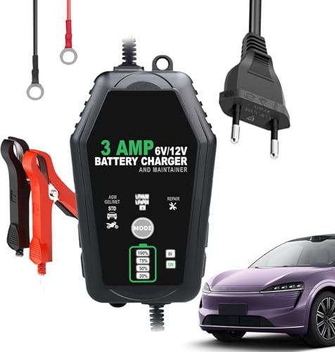 Batería inteligente para automóviles - Cargador de conservación para motocicletas de automóviles, cargador de batería portátil LED | Función de reparación automática, protección contra cortocircuitos
