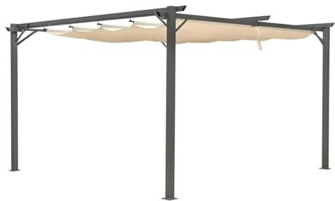 Gazebo In Acciaio Ed Alluminio Con Pergola Retrattile A Scomparsa Impermeabile (3x4 MT)