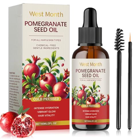 Olio di semi di melograno, olio di rosa canina, olio di semi di melograno spremuto a freddo rosa canina premium 100% puro naturale,per la cura della pelle e dei capelli, 60 ml