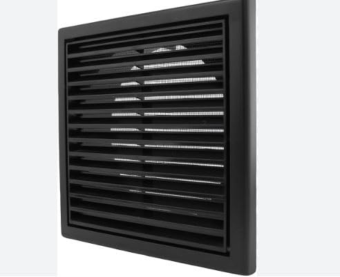 Plastic Fixed Blade Louvred Louvred Grille - 100mm - Black