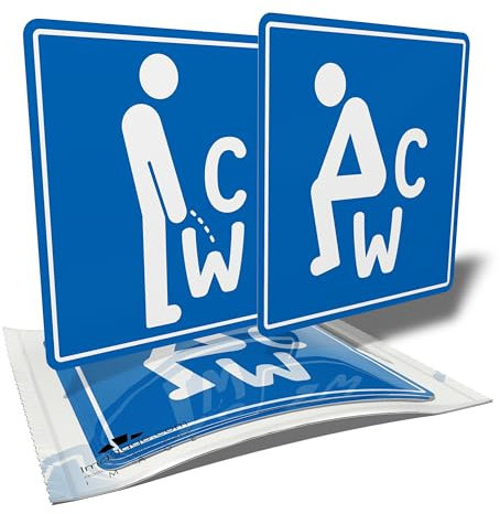 Uni WC-Aufkleber – Toilette – Toilette und Urinal – Mann und Frau – 6 quadratische Aufkleber – 10,5 cm