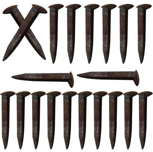 Railroad Spike, 20 Pcs Carbon Steel, Rusty Hammerhead Design, Vintage Industrial Style, Quality Metal for Tent Stakes, Art Projects, Forging Practice