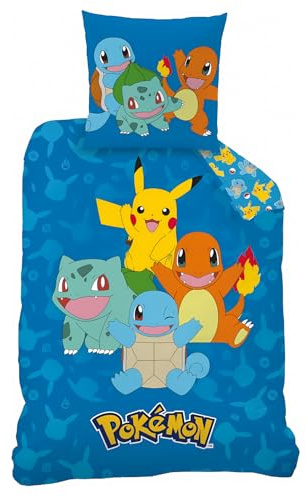 Pokémon-Bettwäsche, wendbar, 140 x 200 cm, Kissenbezug 65 x 65 cm (Pokémon-Bettwäsche -A)
