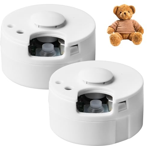 2 Stück Diktiergerät für Stofftiere, 60 Sekunden Aufnahme Soundmodul für Teddybär, Soundmodul Bespielbar, Mini Diktiergerät Spielzeug für Teddybär, Puppe, DIY-Geschenke, Personalisierte Aufnahme