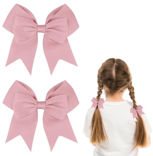 Lot de 2 pinces à cheveux rose poudré, grandes barrettes nœud papillon pour femmes et filles
