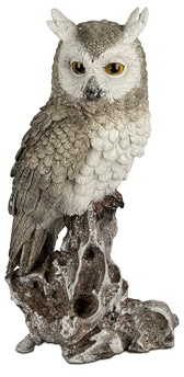 formano Eule Owl Eulen-Figur Deko-Kautz Herbsteule Wintereule Creme/grau Stehend 32cm