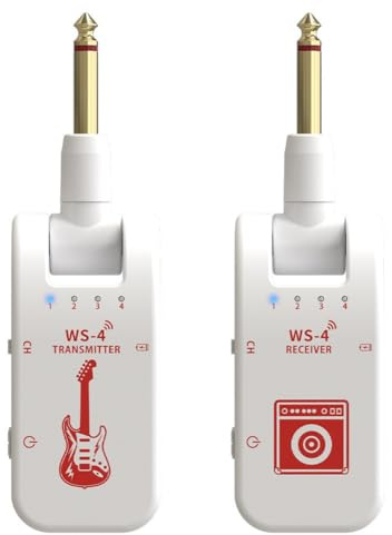 FUANA Sistema di chitarra wireless Trasmettitore e ricevitore 2.4GHz per chitarra elettrica basso strumenti a fiato elettronici ABS compatto costruire chiaro trasmissione audio cavo auricolare
