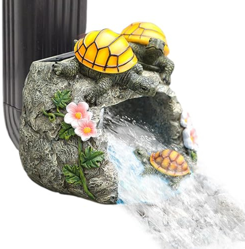 Ginwrek Dachrinne Fallrohr Dekorative Harz Dekorative Fallrohr Erweiterungen Solar Schildkröte Dachrinne Spritzblock mit Licht 6x5.6x6.5 Regen Spritzblock