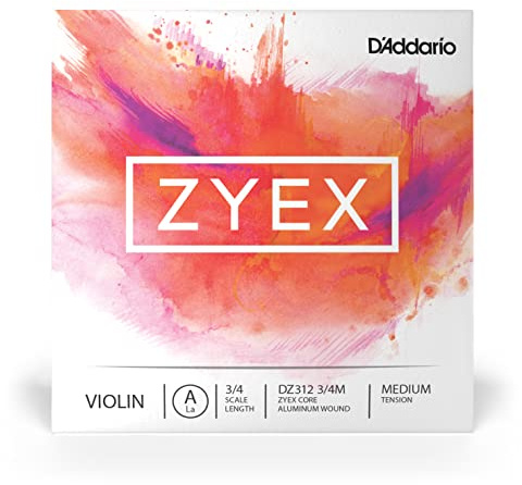 D'Addario Zyex 3/4 Scale Medium Tension Single A String for Violin