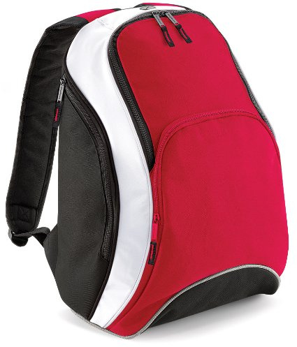 BagBase BG571CRBK Teamwear Rucksack, klassisches Rot/Schwarz/Weiß, Größe M