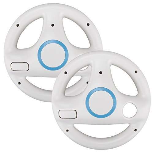 2x Steering Wheel Racing Wheel For Nintendo Wii - White
