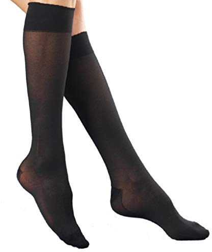 Thuasne Mi-Bas Chaussette de Contention Venoflex Secret Transparence, 7 coloris, 5 tailles, Contention femme classe 2 - Noir