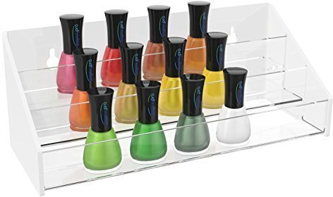 3 Tier Acrylic Nail Polish Display Stand (White - Wall Mountable)