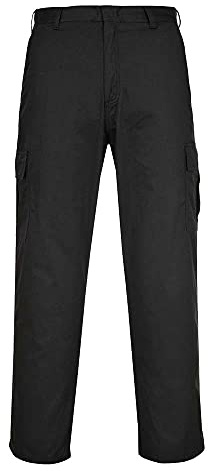 Portwest C701 Combat Trousers Bartacked at All Stress Points Ferrous Free | Black, 34 Waist, UPF 40+, Straight Fit, 65% Polyester, Polycotton, Hook and Bar Closure, Reinforced Seams, Durable, Workwear