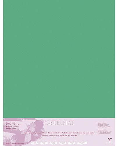 Clairefontaine 96169C Packung (mit 5 Zeichenbögen Pastelmat, 70 x 100 cm, 360 g, ideal für Trockentechniken und Pastell) dunkelgrün