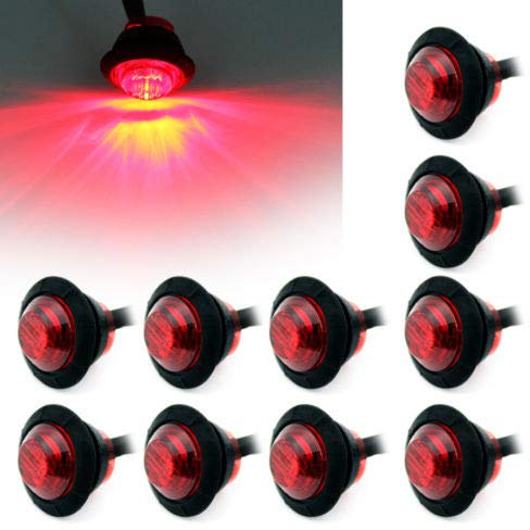 Ricoy 3/4 Round Red LED Front Rear Side Marker Indicators Light Waterproof Bullet Clearance Marker Light 12V for Car Truck (Pakc of 10)