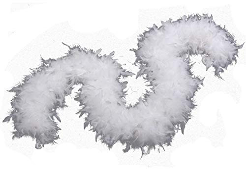 Flydreamfeathers 100 g Chandelle Federboa in über 10 Farben, ideal für Party, Hochzeit, Kostüm 72 inch long, 8-9 inch wide weiß