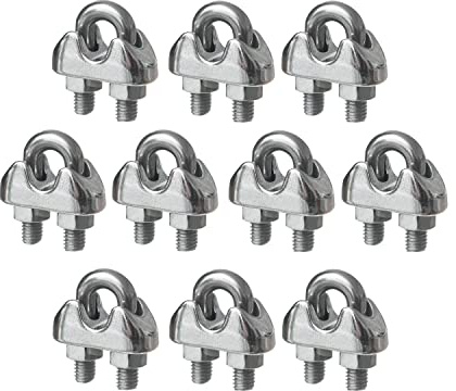 New Marine Lot de 10 serre-câbles en acier inoxydable pour câble métallique de 4 mm, résistant à l'eau de mer, inoxydable (4 mm).
