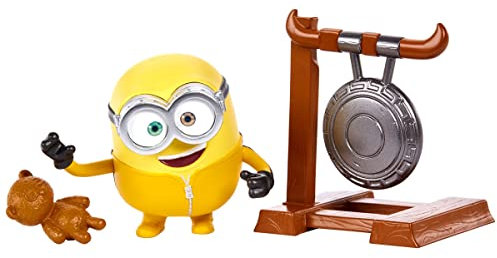 Mattel Minions GMD92 : Auf der Suche nach dem Mini-Boss Bob, per Knopfdruck aktivierte Action-Figur, ca. 10 cm groß, mit Gong und Teddybär, Geschenk für Kinder ab 4 Jahren