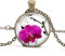 Collana con ciondolo a forma di orchidea, a forma di orchidea, realizzata a mano, in vetro