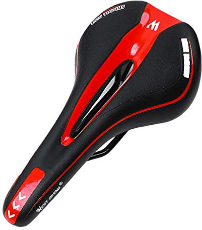 95sCloud Fahrradsattel Ergonomisch, Fahrradsitz Gepolsterter Memoryschaum Hohl Fahrrad Sattel Fahrradsitz Tourensattel Sattel Wasserdichter und Atmungsaktiver MTB Rennrad Sattel Herren Damen (Rot)