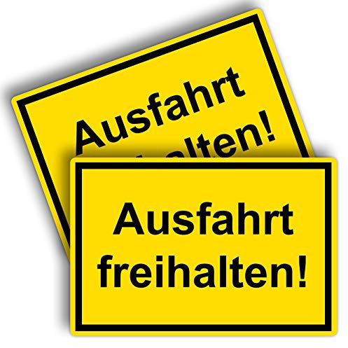 2 Stück Ausfahrt freihalten Schild 20 x 30 cm aus stabiler PVC Hartschaumplatte 3mm mit UV-Schutz von STROBO
