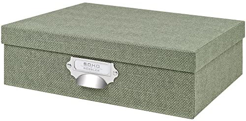 Rössler Papier 1343452670 - S.O.H.O. Aufbewahrungskartonage mit Griff und beschriftbarem Einsteckschild, Special Line Sage, 337 x 105 x 255 mm, 1 Stück