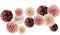 NICROHOME 12 Stück Elegante Rose Party Deko, Rosa Seidenpapier Pompoms mit Goldene Wellen Punkt, Tissue Paper Papierblumen für Hochzeitsdeko, Geburtstag, Brautdusche, Babyparty