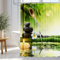 WOWTOY Shower Curtain with 12 Hooks, Waterproof Polyester Fabric Bathroom Bathtub Shower Curtain Liner, Weighted Hem, Washable, Quick Dry (180 x 180cm, Garden 02)
