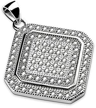 Treuheld® Silberner Ketten-Anhänger mit Viereck und Kristallen
