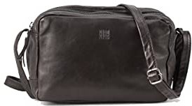Biba Tasche für Damen aus echtem Leder, Umhängetasche Leather Salem Summer Out SAM2LO, Langen Griff, Reißverschluss, Echtes Rindsleder, Schwarz Farbe