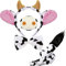 Aoriher 4 Stück Kuh Kostüm Set Ohren Hörner Stirnband Kuh Nase Fliege und Schwanz Kostüm Set Zubehör für Kinder Halloween Karneval Welttag des Buches Cosplay